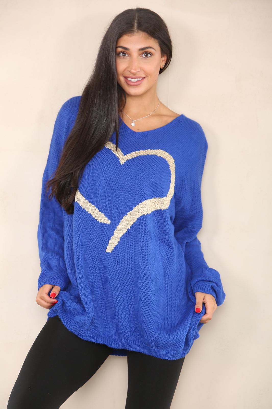 Italian Heart Print Baggy Jumper Top