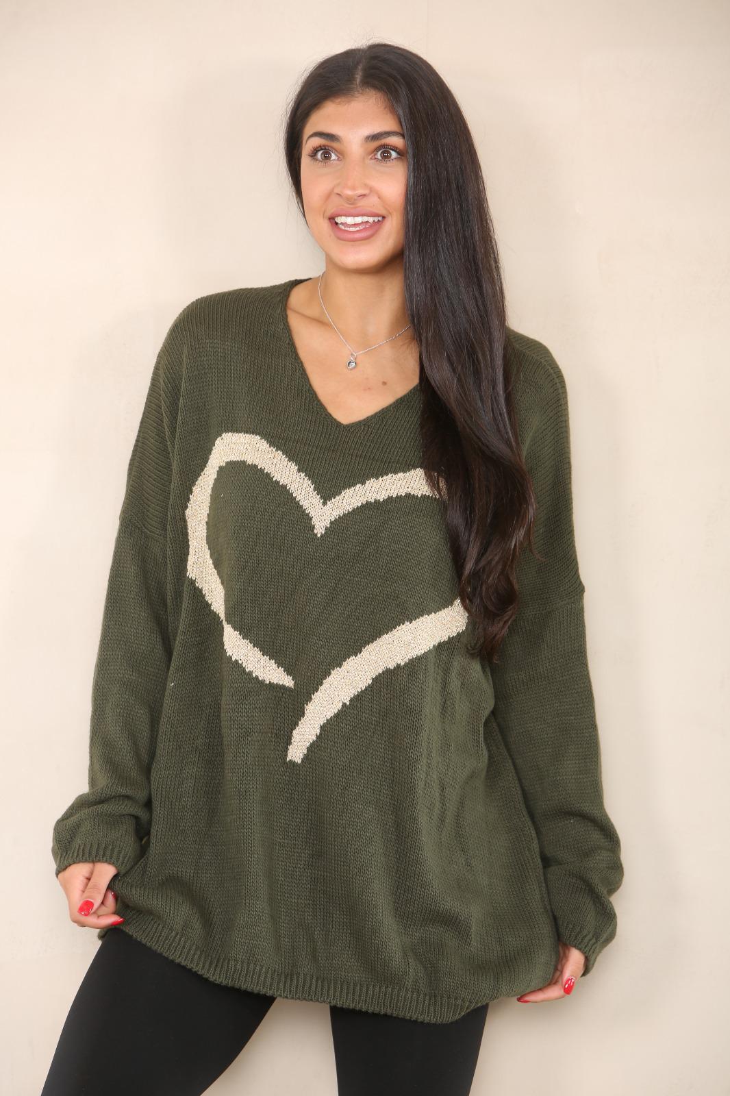 Italian Heart Print Baggy Jumper Top