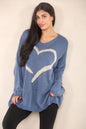 Italian Heart Print Baggy Jumper Top