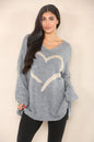 Italian Heart Print Baggy Jumper Top