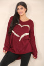 Italian Heart Print Baggy Jumper Top