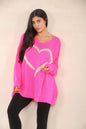 Italian Heart Print Baggy Jumper Top