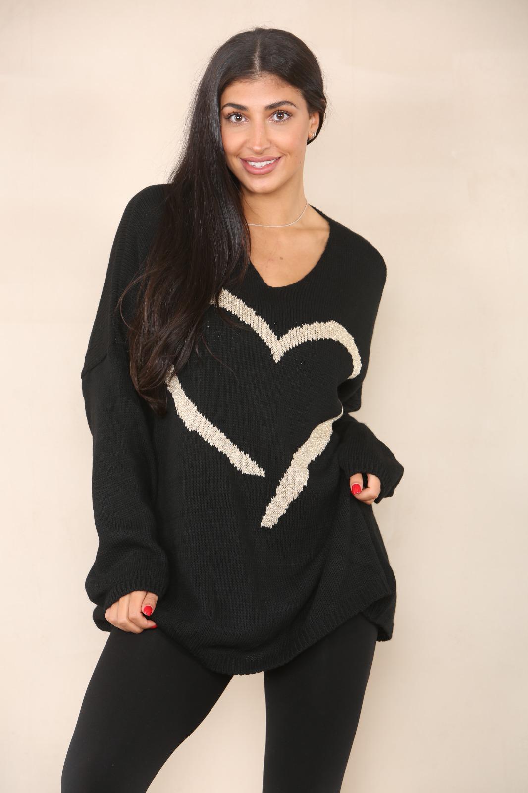 Italian Heart Print Baggy Jumper Top