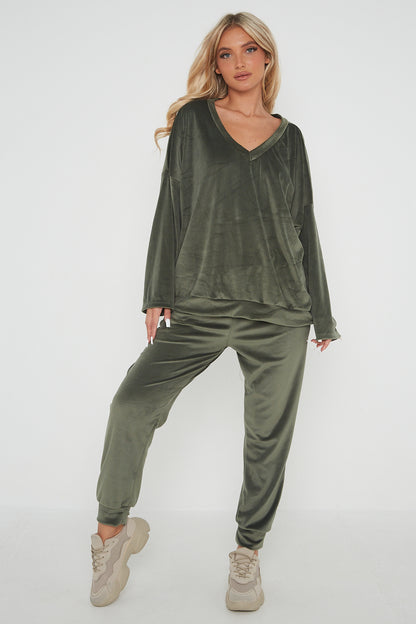 One Size Velvet Jumper and Jogger Loungewear Set