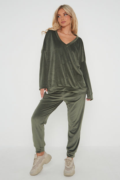 One Size Velvet Jumper and Jogger Loungewear Set