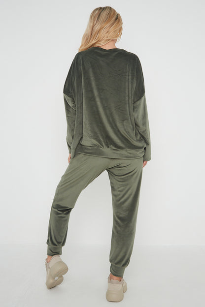 One Size Velvet Jumper and Jogger Loungewear Set