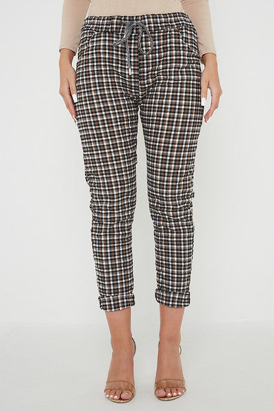 One Size Check Print Magic Trousers
