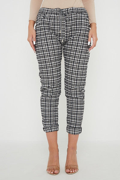 One Size Check Print Magic Trousers