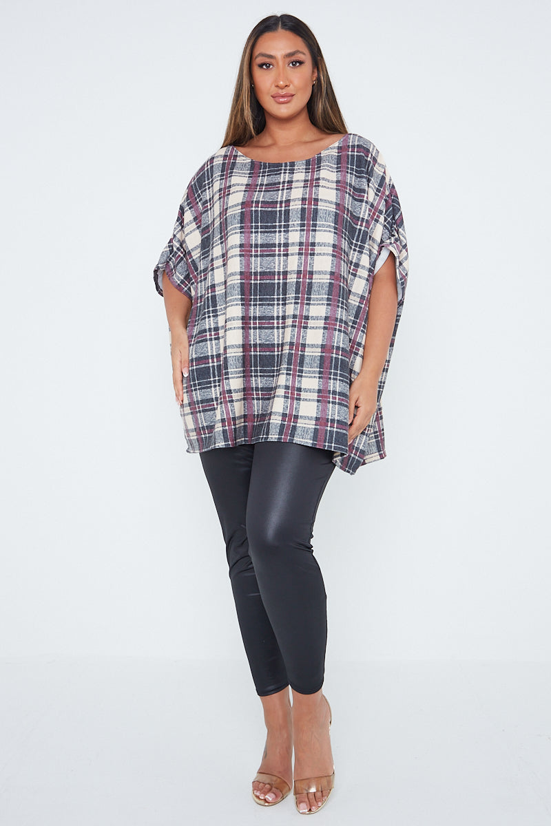 One Size Check Print Top
