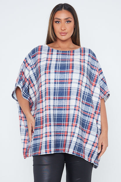 One Size Check Print Top