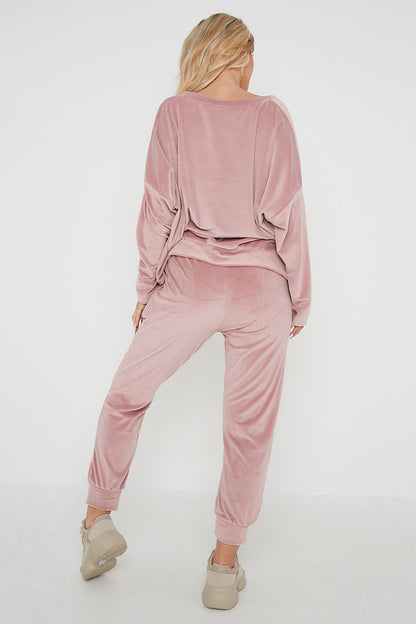 One Size Velvet Jumper and Jogger Loungewear Set