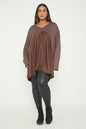 One Size Lurex Shimmer V Neck Knitted Top With Satin Front