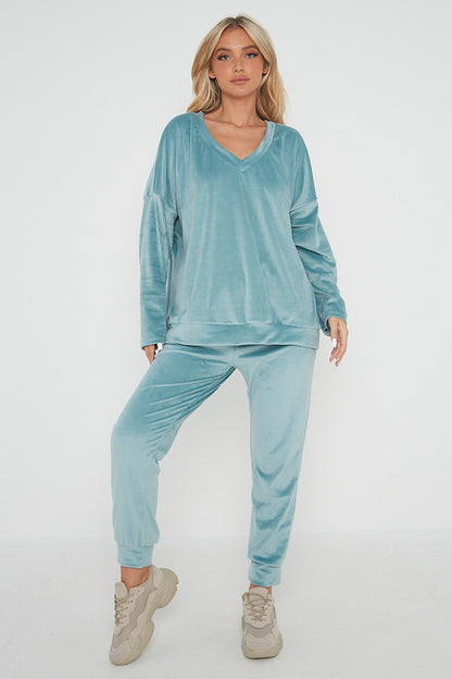 One Size Velvet Jumper and Jogger Loungewear Set