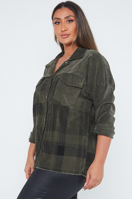 One Size Check Button Up Shacket