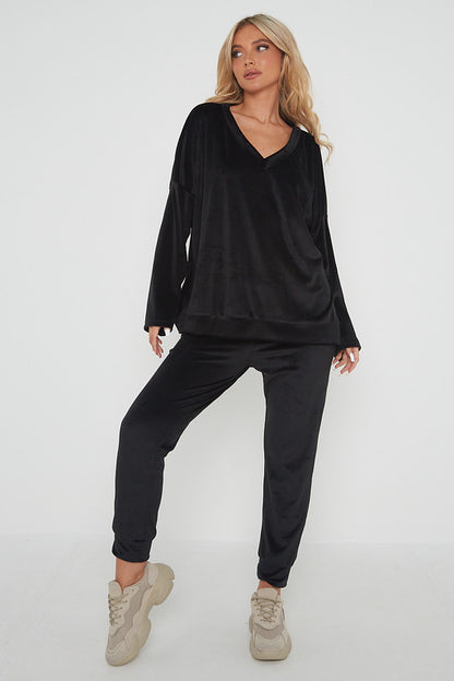 One Size Velvet Jumper and Jogger Loungewear Set