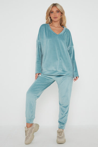 One Size Velvet Jumper and Jogger Loungewear Set