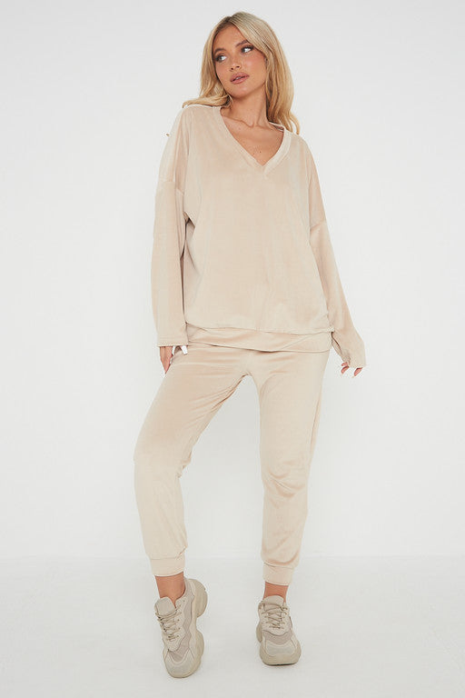 One Size Velvet Jumper and Jogger Loungewear Set