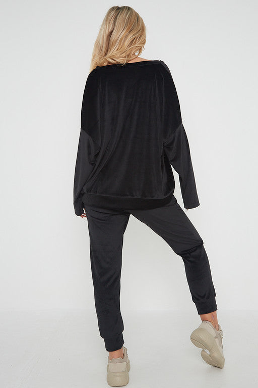 One Size Velvet Jumper and Jogger Loungewear Set