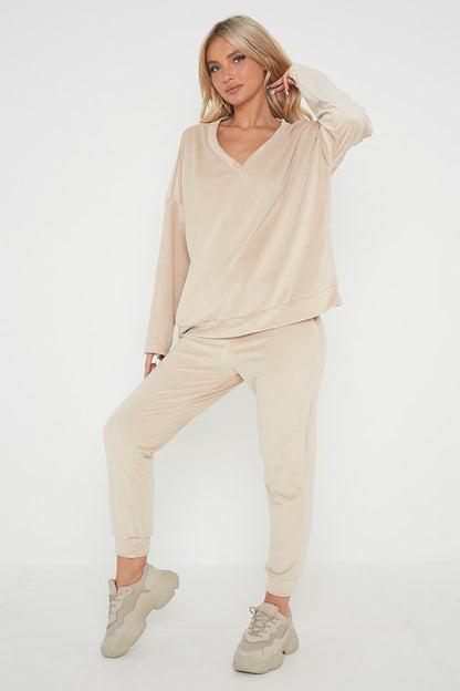 One Size Velvet Jumper and Jogger Loungewear Set