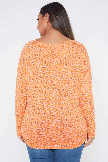 One Size Orange Leopard Print Top