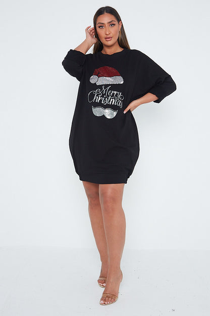One Size Merry Christmas Santa Design Jumper Dress