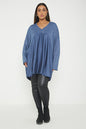 One Size Lurex Shimmer V Neck Knitted Top With Satin Front