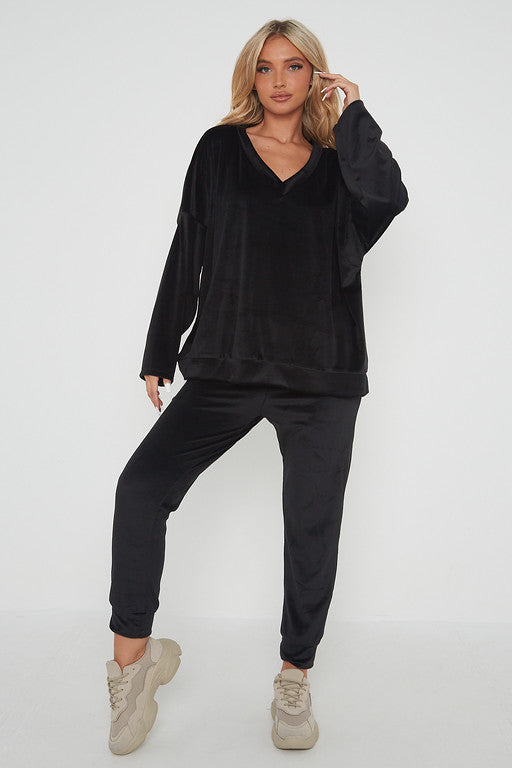 One Size Velvet Jumper and Jogger Loungewear Set