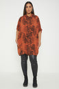 One Size Animal Print Turn Up Sleeve Shirt With Pockets