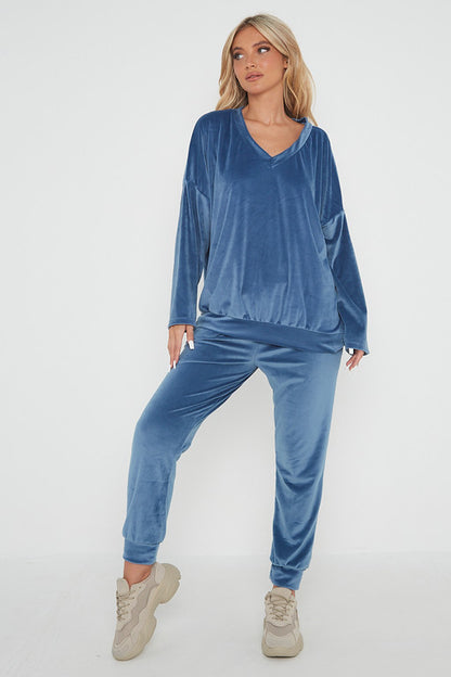 One Size Velvet Jumper and Jogger Loungewear Set