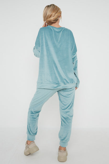 One Size Velvet Jumper and Jogger Loungewear Set