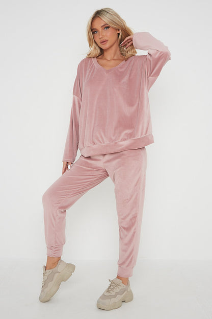 One Size Velvet Jumper and Jogger Loungewear Set