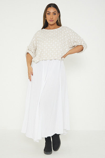 One Size Geo Print Jumper Top with Long Dress