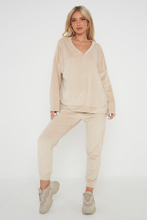 One Size Velvet Jumper and Jogger Loungewear Set