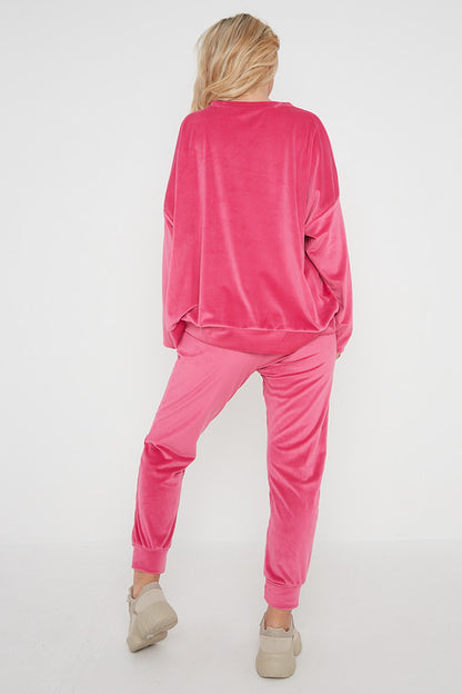 One Size Velvet Jumper and Jogger Loungewear Set