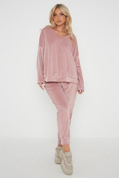 One Size Velvet Jumper and Jogger Loungewear Set