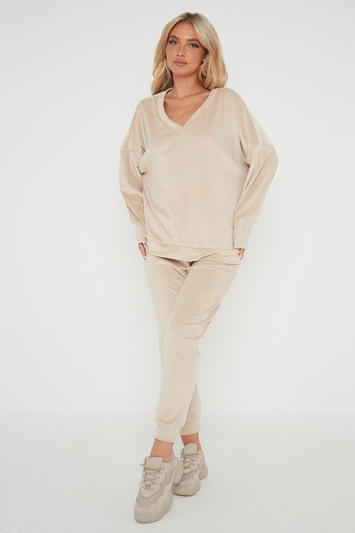 One Size Velvet Jumper and Jogger Loungewear Set