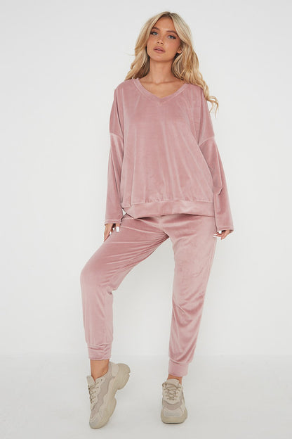 One Size Velvet Jumper and Jogger Loungewear Set