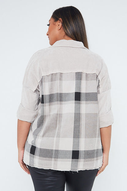 One Size Check Button Up Shacket