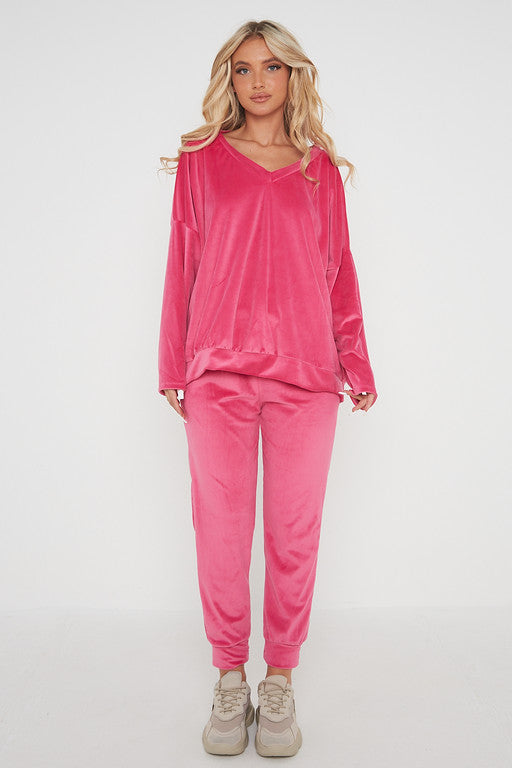 One Size Velvet Jumper and Jogger Loungewear Set